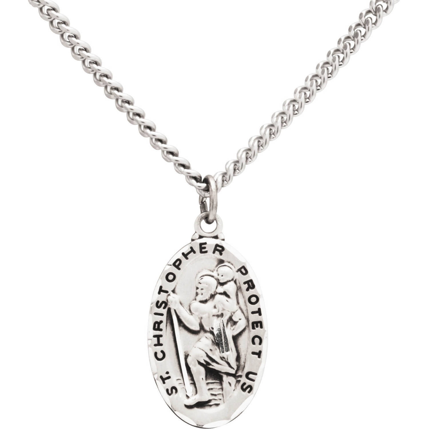 Jewel Tie Sterling Silver St Christopher Medal 0.91 in x 0.59 in