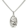 Finecraft St. Christopher Medallion Necklace in Sterling Silver and Stainless Steel, 24"