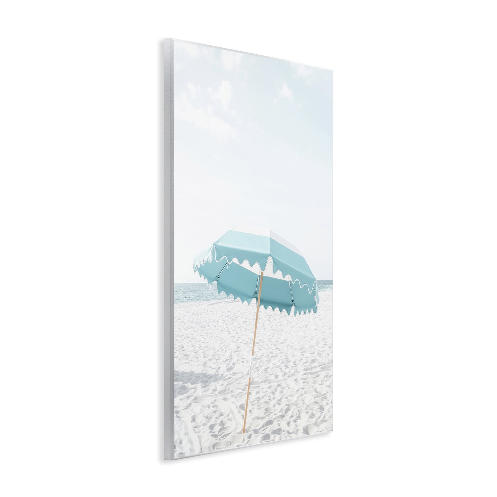 Stupell Industries Lone Blue Beach Umbrella Nautical & Beach Photography Unframed Art Print Wall Art, 13 x 19