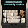 thumbnail image 2 of MINDYES 35 Gallon Wicker Deck Box, Outdoor Storage for Patio Cushions, Pool Toys & Garden Tools, Weatherproof Resin, UV-Resistant, Black, 2 of 8
