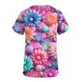 thumbnail image 3 of EGNMCR Scrub for Women Fashion Casual Flower Printing Short Sleeve V Neck Pocket Nurse Uniform Workwear Blouse Tops Spring Summer Sale, 3 of 4