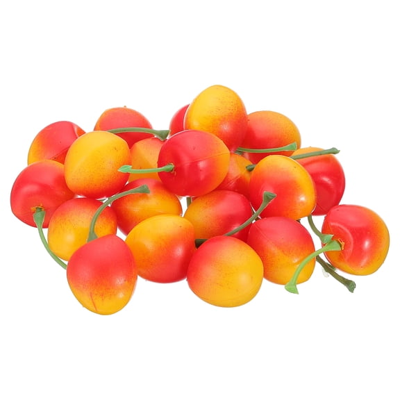 Uxcell 20 Pcs Artificial Cherries, Plastic Lifelike Fake Fruit Model Yellow Cherries