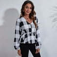 thumbnail image 4 of Lu's Chic Women's Long Sleeve Top Thin Pullovers V Neck Bishop Sleeve Babydoll Lightweight Polyester Pull Over Patterned1 Small, 4 of 4