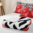 thumbnail image 4 of spefrowx Red Gem Princess Bow Bed Spread Queen for Girls, Zebra Polka Dot Print Queen Coverlet Set, 3-Piece, 4 of 7