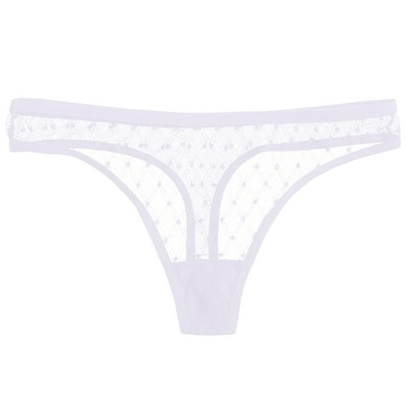 

CYMMPU Sexy Lingerie Panties Polka Dot Sheer Mesh Low Rise See Through Underwear Thongs Ladies T Back Underpants Black