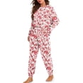 thumbnail image 2 of FOR U DESIGNS Pink Strawberry Pjs Sets for Women Long Sleeve and Pants Set of 2 Size M Drawstring Sleepwear Long Crewneck Tops Nightwear Conmfortable for Women, 2 of 6