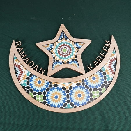 

Wooden Moon Star Tray Multipurpose Eid Ramadan Cake Dessert Display Holder for Home Living Room Restaurant New