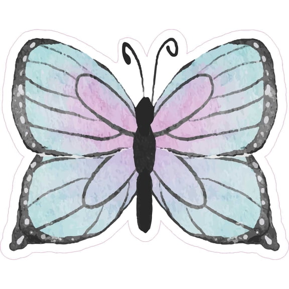 StickerTalk Pink and Blue Watercolor Butterfly Sticker, 5 inches x 4 inches