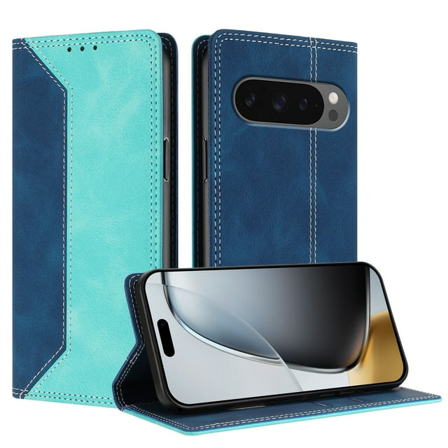Phone Case for Google Pixel 10 Pro XL FOXDOCK Premium Leather,Creative Dual-Color Cover with Card Slot,Shockproof