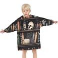 thumbnail image 3 of Black Halloween Skull Book Pattern Blanket Hoodies for Kids 6-13YR Oversize Wearable Blanket Hoodies for Boys Girls Teens, 3 of 7