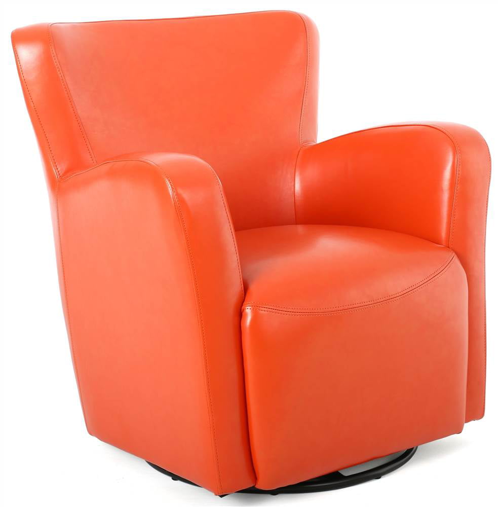 Upholstered Swivel Chair in Orange
