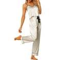 thumbnail image 4 of INSPIRE CHIC Women's Satin Pajama Sets Cami Top with Palazzo Pants 2 Pcs Silky Sleepwear Nightwear L Beige, 4 of 5
