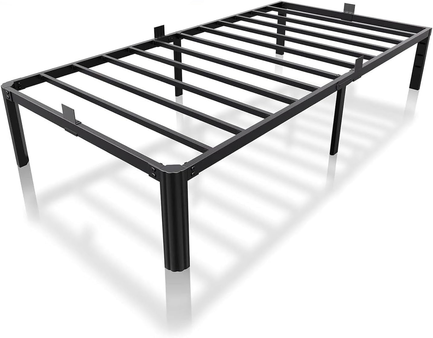 XUKIL 14 Inch Twin Size Bed Frame, Heavy Duty Metal Platform Twin Bed Frames with Steel Slats & Sturdy Mattress Stoppers, UnderBed Storage, Noise-Free No Box Spring Needed, Easy Assembly