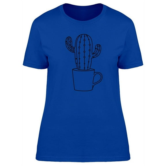 Cactus In Line Art T-Shirt Women -Image by Shutterstock, Female Small