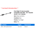 thumbnail image 2 of Front Right CV Axle Assembly - Compatible with 2006 - 2011 Hyundai Accent 1.6L 4-Cylinder 2007 2008 2009 2010, 2 of 2