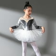 thumbnail image 2 of YuYuBao Toddler Girls Ballet Dance Dress Lace Long Sleeve Leotards Tutu Skirts Ballerina Princess Outfits Dancewear, 3-4 Years, 2 of 3
