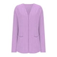 thumbnail image 5 of Qulqfy Women's Knitted Cardigans Fall 2025 Cotton Jersey Purple Cardigans Womens Open Front Shirts with Pockets 3XL, 5 of 7