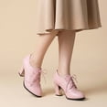 thumbnail image 3 of SACFOF Women's Chunky High Heel Oxford Pump Lace Up Wingtip Perforated Platform Vintage Brogues Dress Shoes, 3 of 6