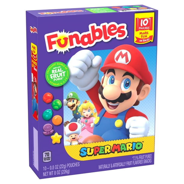 Funables Super Mario Fruit Flavored Snacks 0.8 oz, 10 count