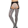 thumbnail image 4 of ToBeInStyle Women's Harlequin Checkered Suspender Pantyhose - Black/White, 4 of 7