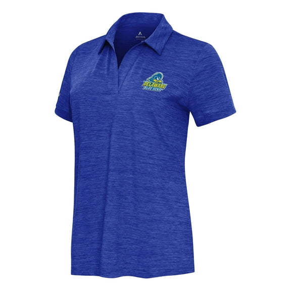 Women's  Antigua Heather Royal Delaware Fightin' Blue Hens Layout V-Neck Polo