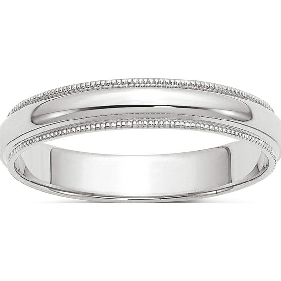 10K White Gold 10Kw 4mm Milgrain Half Round Band Size 4 Made In United States 1wm040-4