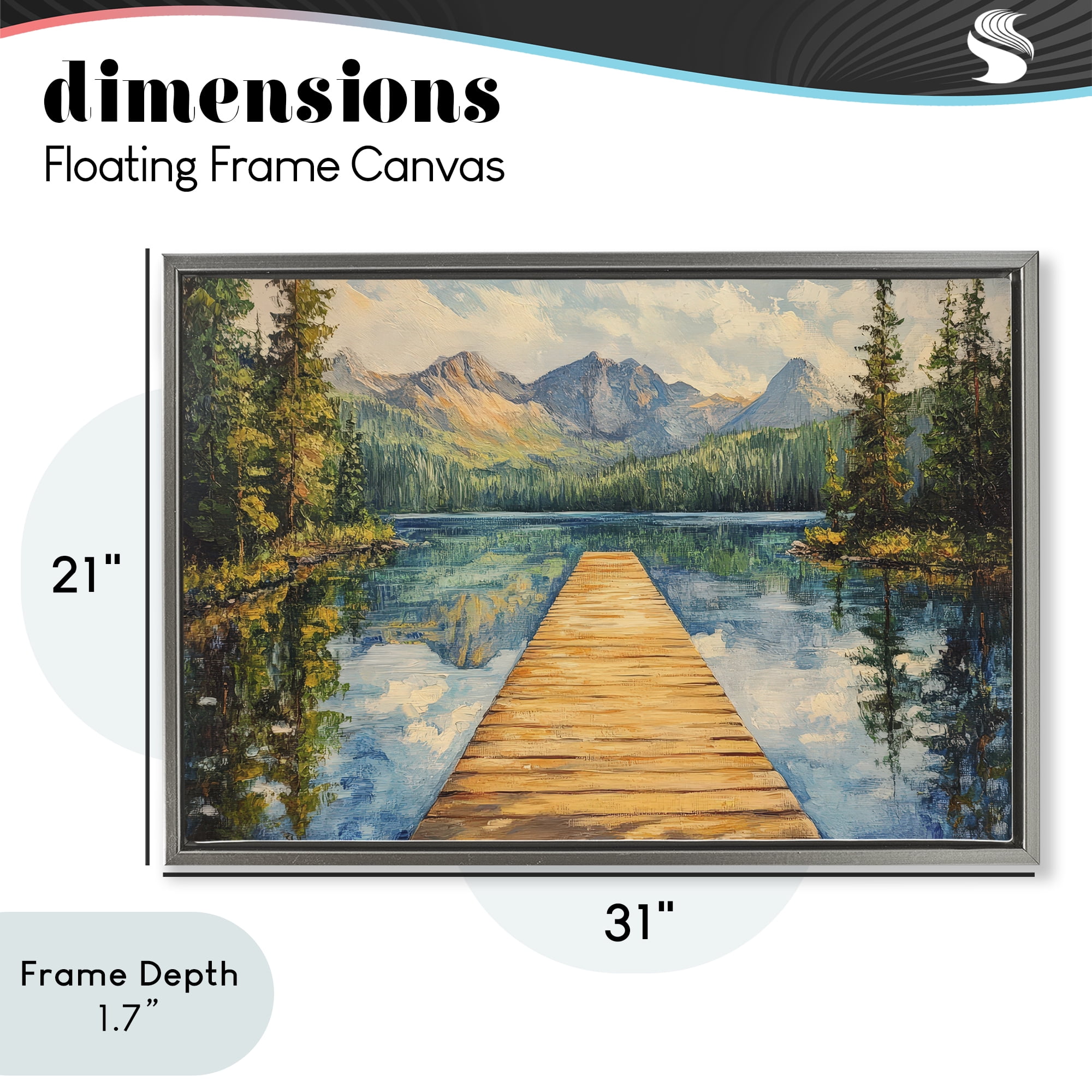 Stupell Industries Dock in The Mountains Gray Framed Floater Canvas Wall Art, design by Petal Prints Design