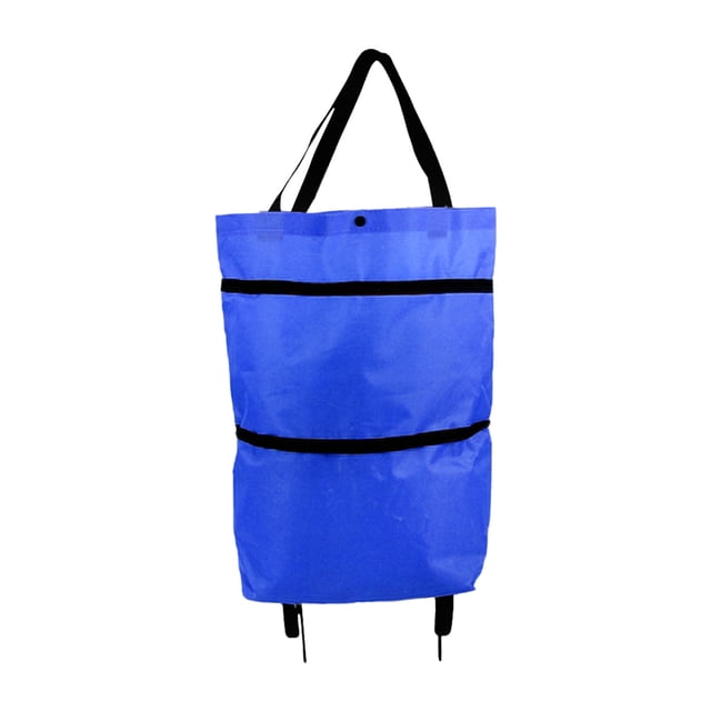 Harpily Sac à Outils Chariot de Courses Sac Portable Multifonction Sac Fourre-Tout Pliable Panier d'Achats Sacs d'Épicerie Réutilisables avec Roues Chariot d'Épicerie Roulant Taille Unique Bleu