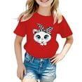 thumbnail image 1 of GDREDA Vêtements pour Filles, T-Shirt Graphique Mignon à Col Rond et Manches Courtes, Robe d'Été Décontractée, Rouge, 7-8 Ans, 1 of 5