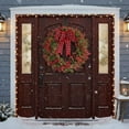 thumbnail image 4 of 15.7 Inch Artificial Eucalyptus Boxwood Wreath with Plaid Bowknot, Mini Grapevine Farmhouse Wreath for Front Door - Spring Christmas Wall Window Party Home Indoor Decor, 4 of 5