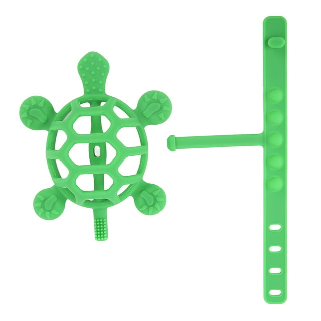 Juguete de dentición para bebé, de grado alimenticio, libre de BPA, evita que se coma las manos, mordedor de tortuga de dibujos animados para bebé, color verde
