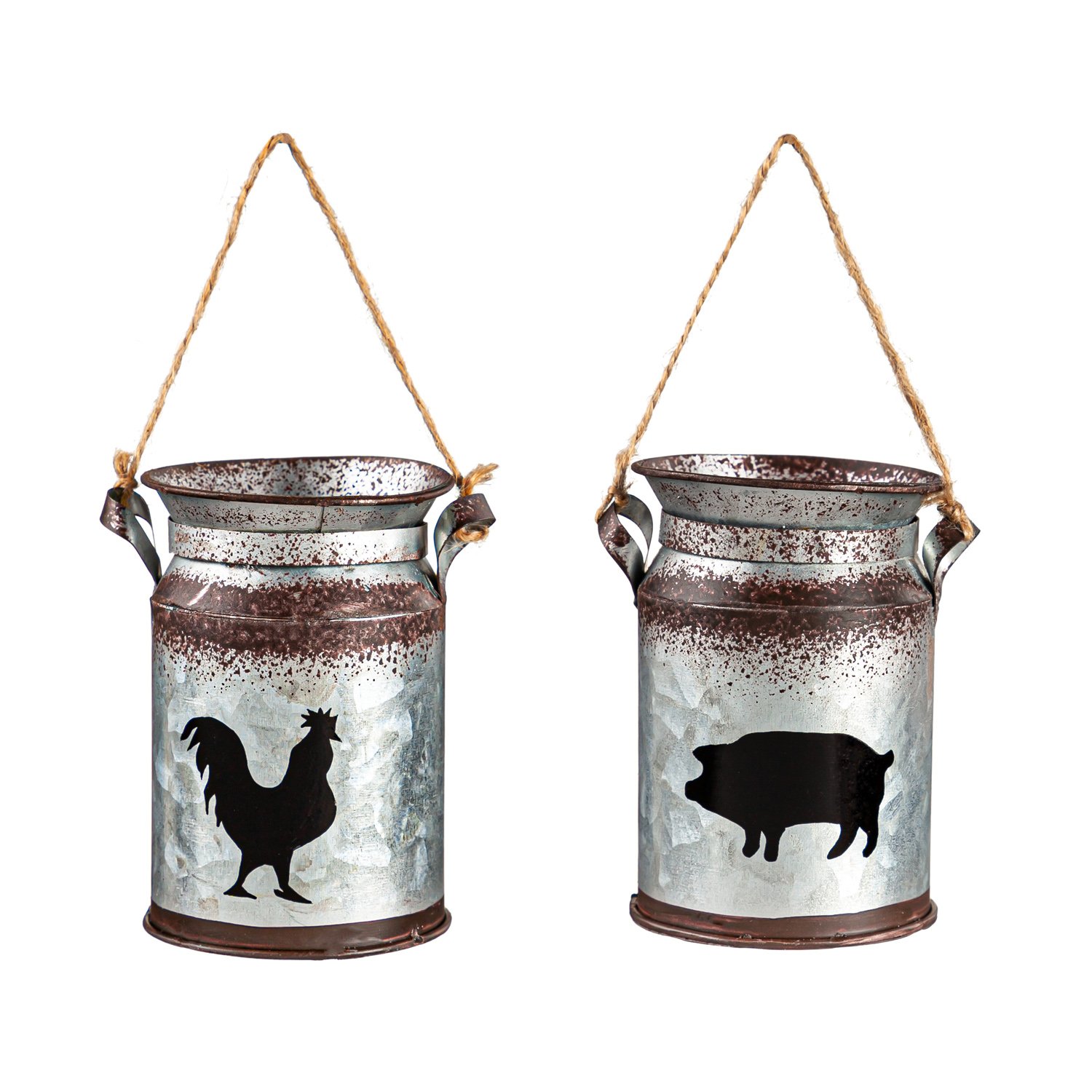 Metal Bucket with Barn Animal, 2 Asst: Rooster/Pig - Walmart.com