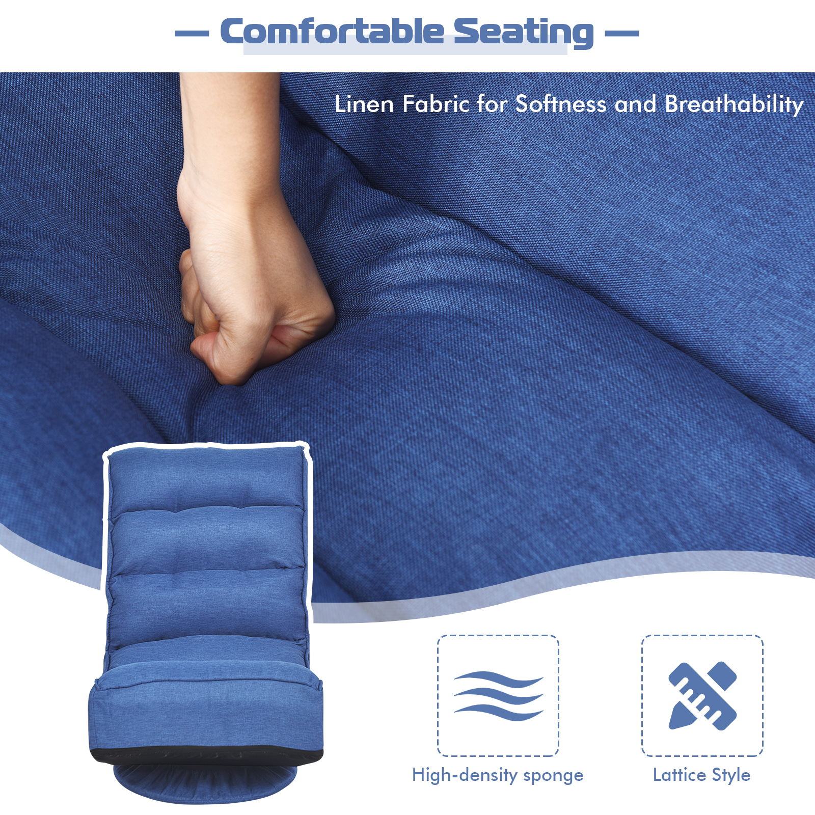 Giantex Rotatable Floor Chair, Foldable Floor Chair, Floor Seat Cushion, Lazy Sofa for Meditation, Yoga, Ideal for Home & Office