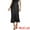 Black, variant on Women's Satin High Waist Elastic Waist Split A Line Midi Skirts M Black