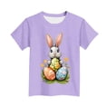 thumbnail image 5 of Blusas y camisas de manga corta con cuello redondo Camiseta estampada de manga corta de Pascua para niños Cuello redondo Manga corta Casual Versátil Para niñas Niños Top de poliéster, 5 of 5