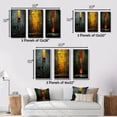 thumbnail image 4 of Designart "Indigo Stairway Minimal Grace II" Modern Geometric Framed Wall Art Set Of 3 - Gold Abstract Geometric Frame Canvas Set For Living Room Decor, 4 of 6