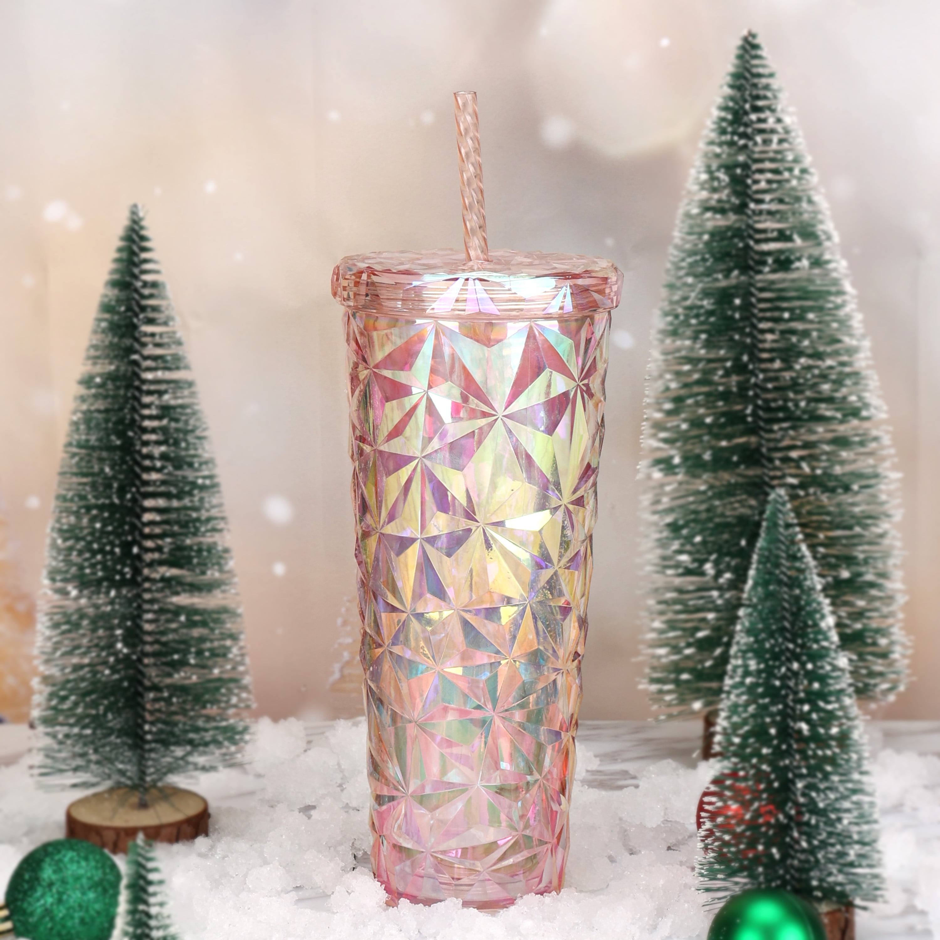 out シャンリー様 クリスマスドリンクジャー✧✧ Holiday Time 26 oz Plastic Double Wall Textured Tumbler with Straw