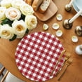thumbnail image 2 of Farmhouse Buffalo Plaid Round 13 Inch Placemats Set of 8, Red White Checkered HeatResistant Non Slip Place Mats for Dining Table, Wipeable Braided Kitchen Table Mats for Housewarming, 2 of 9