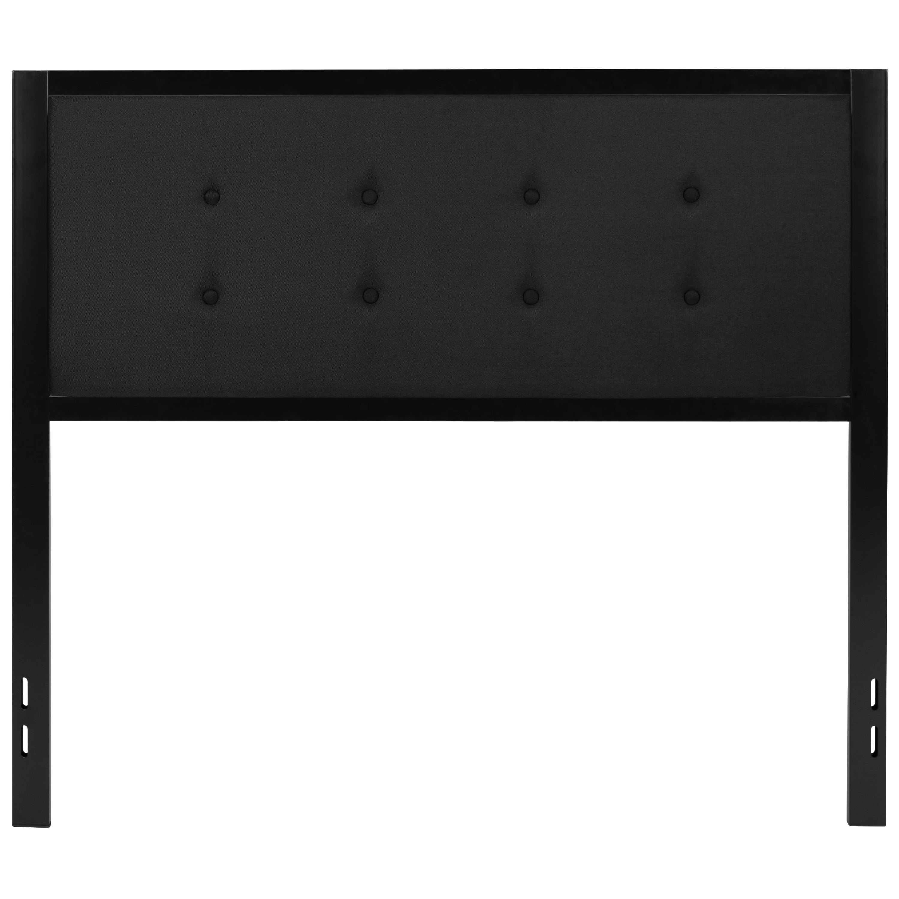 Emma + Oliver Full Size Upholstered Metal Panel Headboard in Tufted Black Fabric