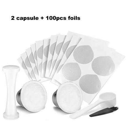 

Refillable Capsule Stainless Steel Coffee Accessories Espresso Scoop Aluminum Foil Silicone Ring For Nespresso Coffee Machine