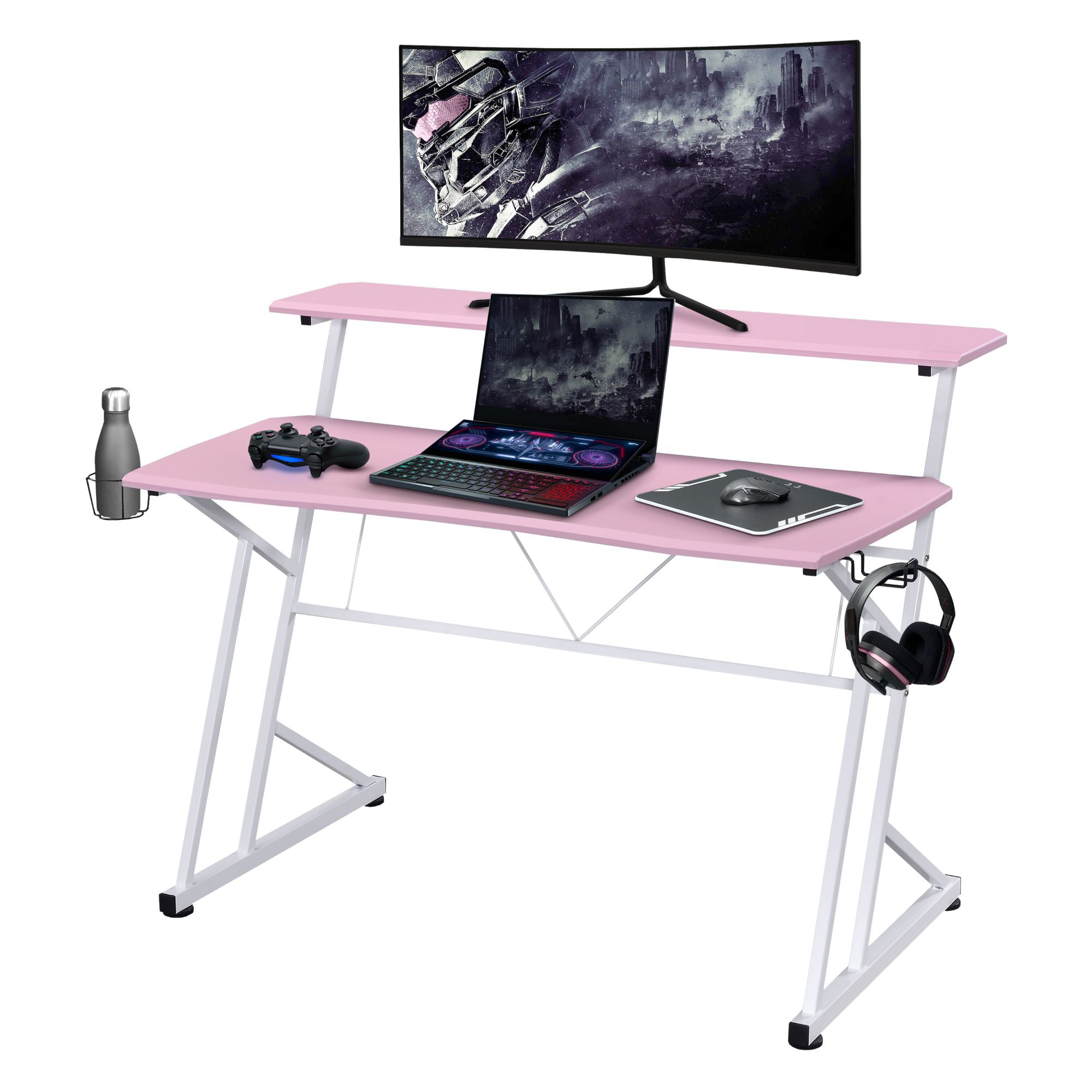 TECHNI MOBILI 23.62 in. Rectangular Pink Kids Computer Gaming Desk