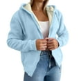thumbnail image 3 of 2025 New Fashion Plus Size Women's Solid Color Long Sleeved Zipper And Fleece Hooded Sweatshirt Jacket Top, 3 of 9