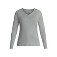 thumbnail image 5 of Time and Tru Women's Cotton V-Neck Tee with Long Sleeves, Sizes XS-XXXL, 5 of 5