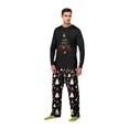 thumbnail image 4 of Family Pajamas Matching Sets - 2 piece Black Christmas Tree with Santa Hat Print Long Sleeve Top and Pants Pjs, Matching Pajamas for Family Holiday Eve for S Pjs, 4 of 5