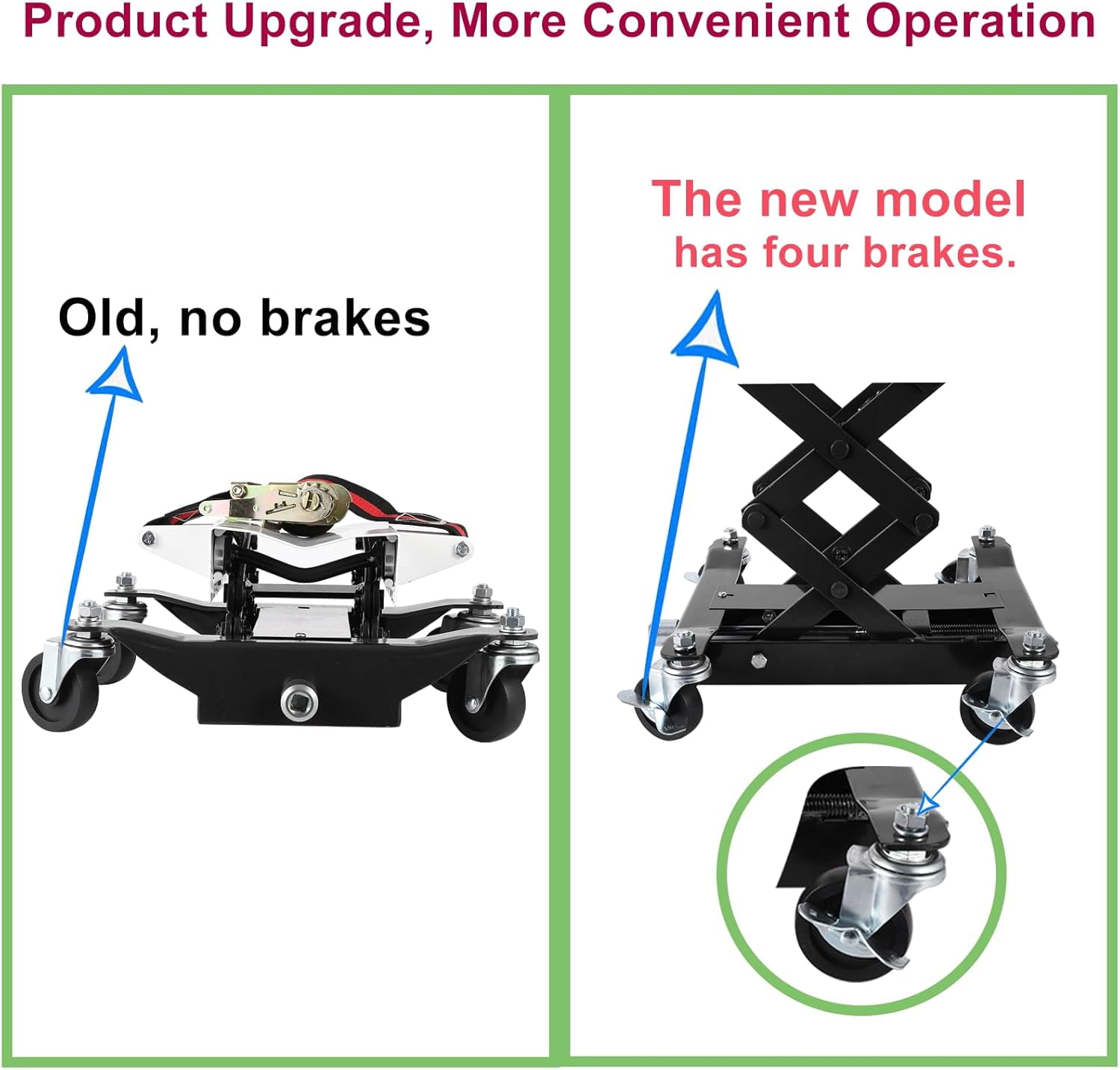 Heavy-Duty 450 LB Low-Profile Transmission Jack - 7"-23" Lift Range with Safety Straps & 4 Locking Wheels (Black)