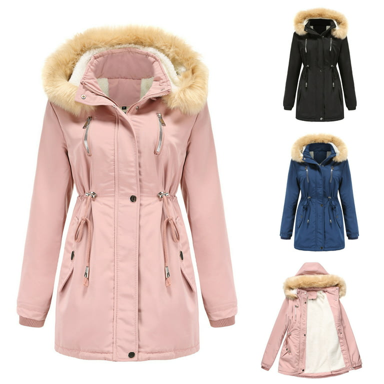 Winter Coats Jackets for Women Thick Warm Fleece lined parka jackets Hooded  Plus Size Down Outwear with Pockets
