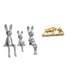 thumbnail image 1 of Escultura de figura,Estatua sentada Figura Escultura Adorno,Estatua de escritorio,Figura decorativa de pelea de toros y osos,Colecciones de esculturas de toros,artesanía de resina,decoración, 1 of 8