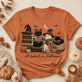 thumbnail image 4 of All Booked for Halloween Shirt, Ghost Cat Witch Books Comfort Colors Unisex Graphic Tee - Yam, S, 4 of 4
