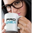 thumbnail image 2 of 3dRose, Pro gamer - cool gaming job or hobby and proud of it - pro-gamer in black and blue - stylish text, 11oz Mug, 2 of 7