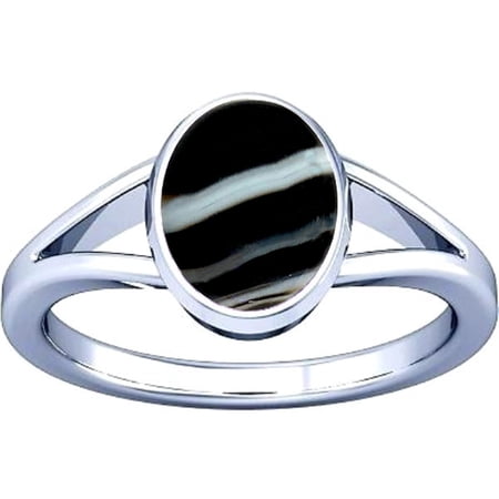 Divya Shakti 9.25-9.50 Carat Black Chalcedony Sulemani Hakik Gemstone Silver Ring For Men & Women